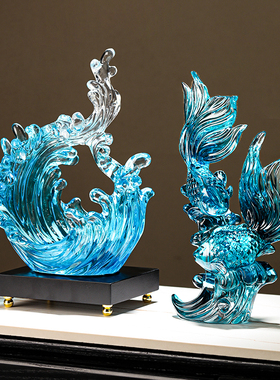 年年有余锦鲤鱼摆件招财轻奢高z档电视柜酒柜开业装饰品客厅玄关