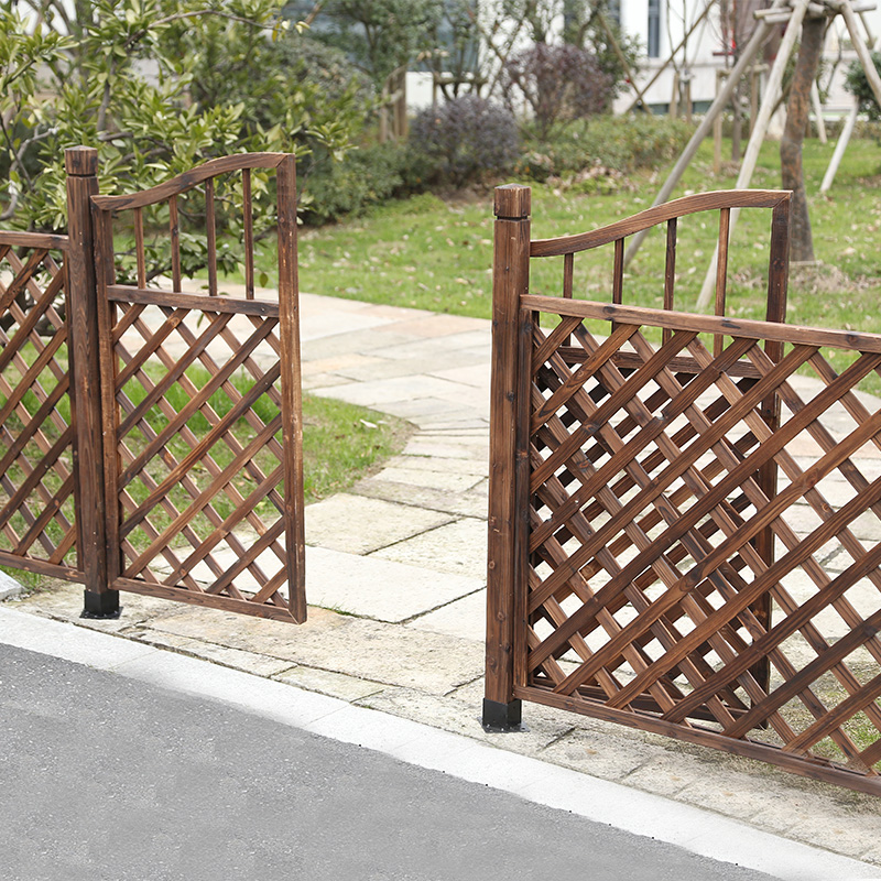 现货速发花园防腐木门栅栏门庭院门户外碳化木篱笆U门实木院子围