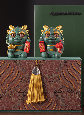 新中式祥龙才子发财摆件彩u金招财进宝瑞兽公司店铺开业乔迁送礼