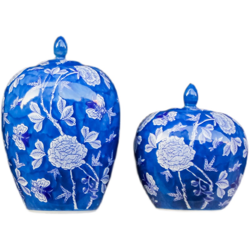 新古典陶瓷e花瓶中式储物罐青花瓷居家装饰罐插花花器摆件客厅精