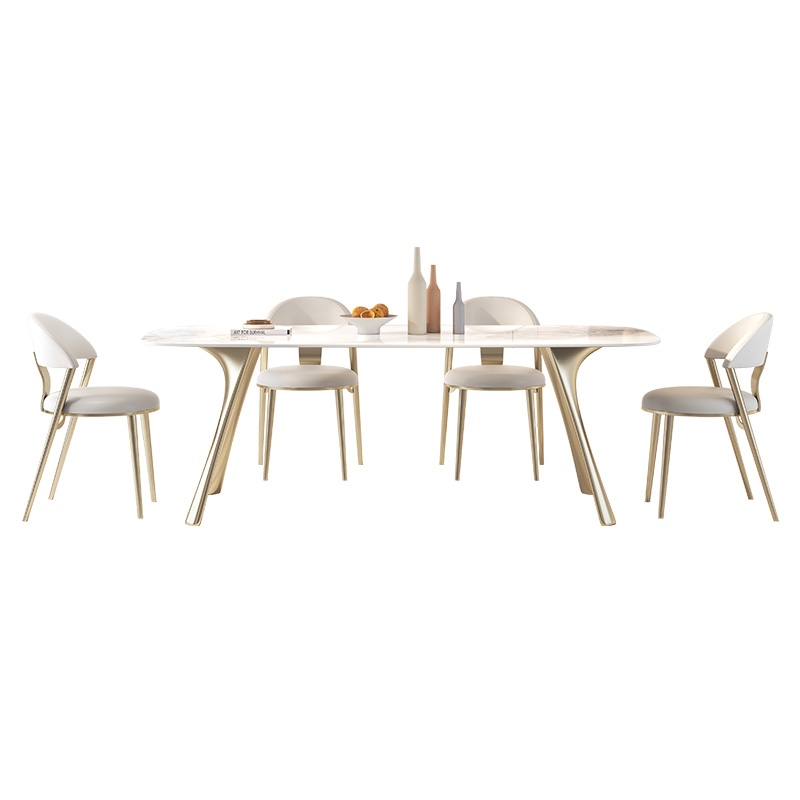 轻奢岩板餐桌椅组合6人家用小户型现代J简约高端大理石长方形饭桌