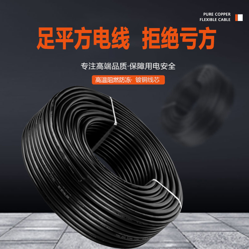 国标电线软线家用RVV电缆线护套线2/3芯充电电源线1.R5/4/6/10平