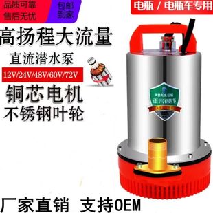 12v小型电抽水机24v船用泵48v60v扬程家用电车直流潜水泵72