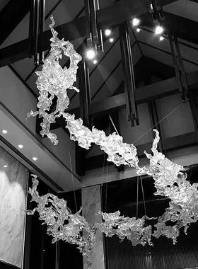 透明树脂枫叶雕塑酒店大堂售楼部会所酒楼宴会餐厅前台艺术