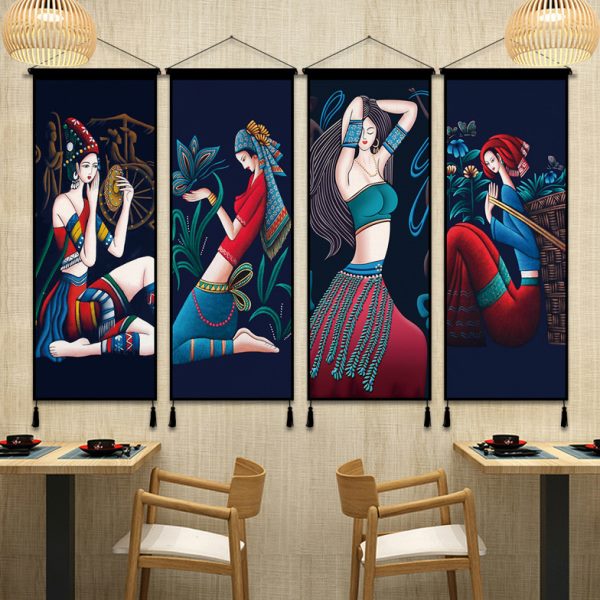 民宿装饰民族风挂布背景墙面布画玄关走廊过道装饰画布艺挂画挂毯图片