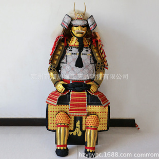 日本盔甲武田信玄 等身甲轻量甲 金漆涂赤糸威全密伊予扎具足摆件