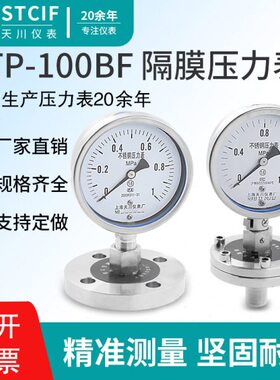 YTP-100BF-ML MF不锈钢隔膜压力表膜片DN25DN50衬四氟HC耐震法兰