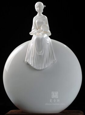 荷塘月色 德化白瓷古典仕女美女家居客厅卧室工艺品人物礼品摆件