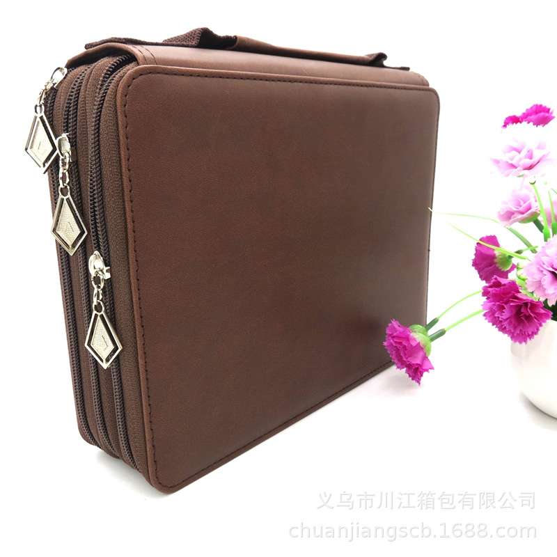 韩版船型大容量笔袋简约多层学生收纳文具袋创意多功能pu文具盒