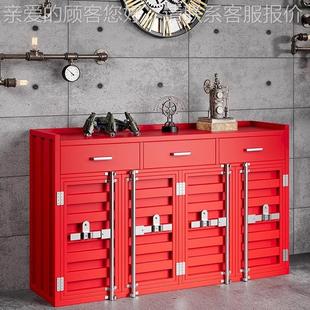 工柜业风创意餐边集装 箱用展示台11铁艺茶水柜家性备个餐柜