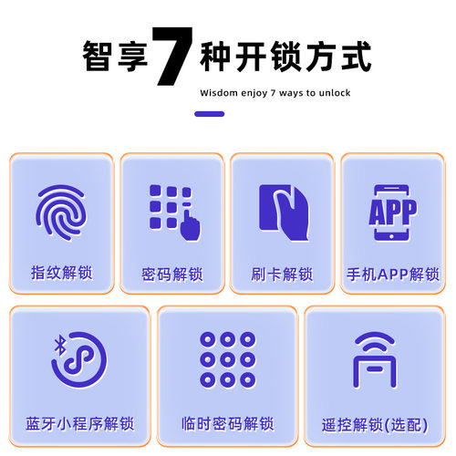 玻璃门锁指纹锁免钻孔双门单门办B公室密码锁无框有框门电子智能