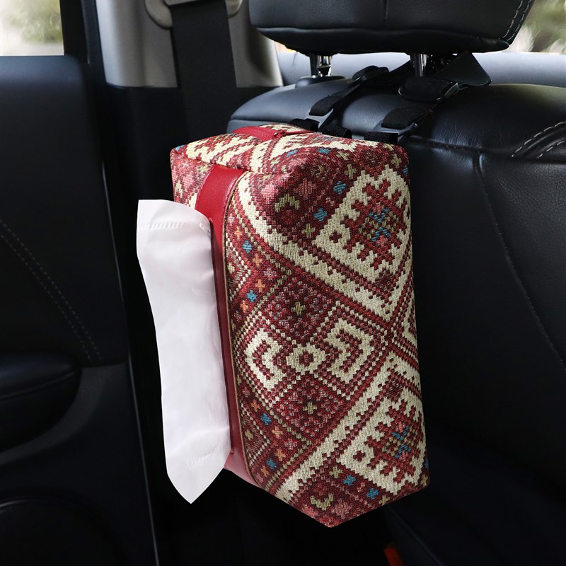 车载纸巾盒高档车内民族风抽纸盒汽车G收纳纸巾包车用扶手箱纸抽
