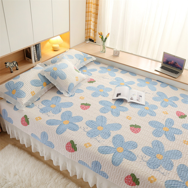 全棉榻榻米床盖k单件四季夹棉绗缝加厚床单三件套东北炕单定制