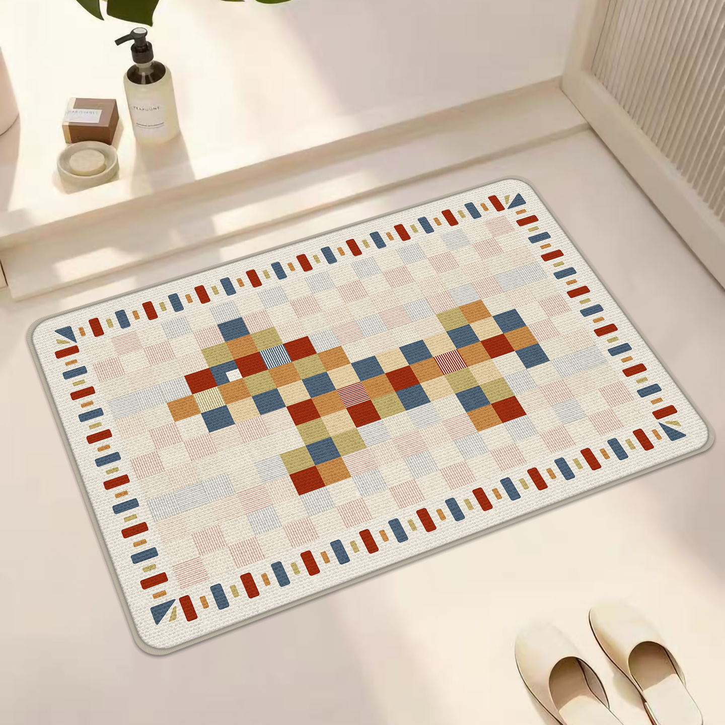 亚麻防滑脚垫浴室门口地垫