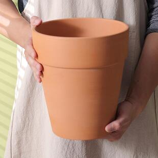 高款红陶花盆粗陶盆大号花卉绿植简约桌面透气陶土盆反比例陶瓷盆