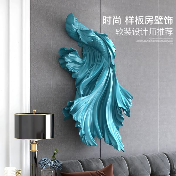鱼壁挂浮雕画客厅墙面装饰玄关立体背景墙挂件品现代轻奢沙发壁饰图片