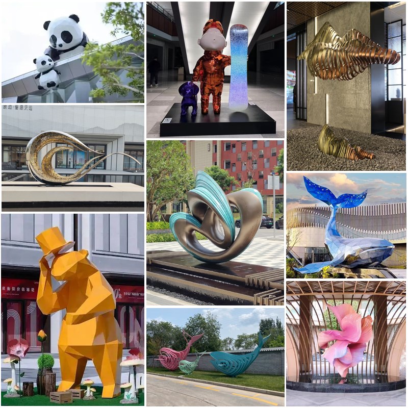 不锈钢装置雕塑模型定制商场酒店地产IpK形象美陈打卡摆件造型制