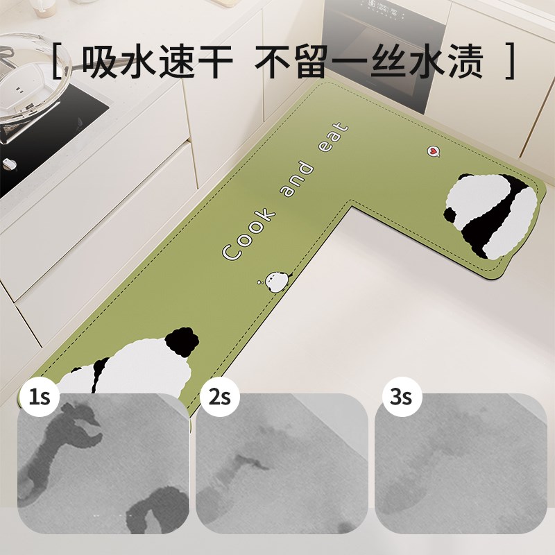 l型厨房地垫f硅藻泥整块吸水垫吸油防滑可擦免洗防油耐脏地毯