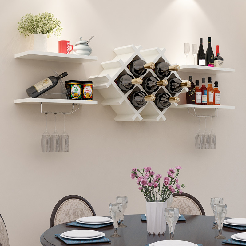 餐厅悬挂式酒架酒柜客厅墙上装z饰隔板置物架创意壁挂吊柜收纳架