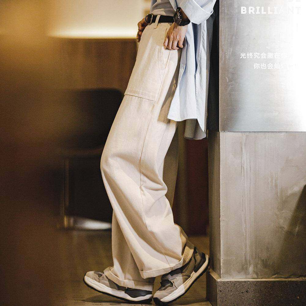 马登雅丹风白休闲筒牛仔裤日系小个子装阔直YS230803腿豆腐工裤春