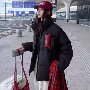 2025年冬季新款时尚立领棉服男女同款美式潮流情侣短款宽松外套女