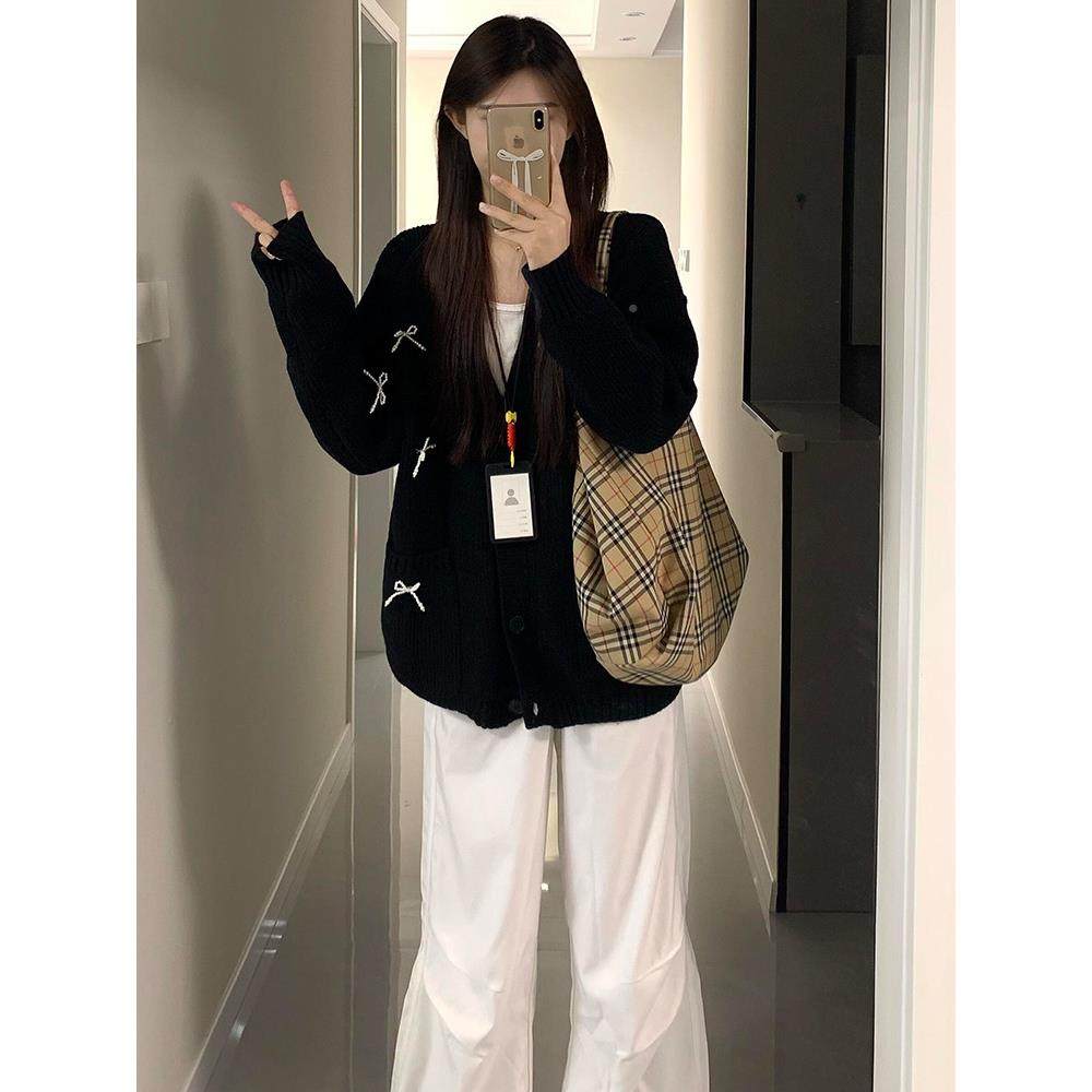 懒款风黑色宽松v领毛衣外套女225C9M45956新早秋季慵针织开0衫上,个性定制/设计服务/DIY,毛衣加工定制,淘宝优惠券,粉丝福利购,淘宝优惠卷