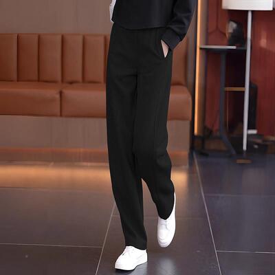 灰卫色欧货香蕉动裤春秋阔腿裤2025运镰刀L0664直筒女裤高腰显瘦