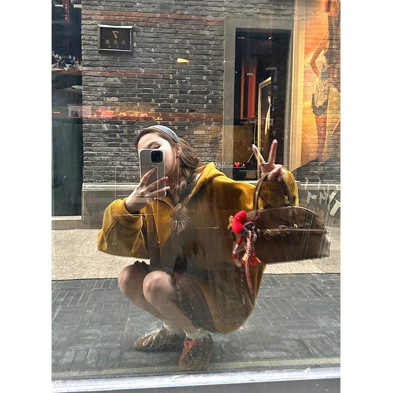 HEYGIRL黑哥机 女场明星复合加厚保暖卫衣女冬抽绳连帽拉KDN 链外