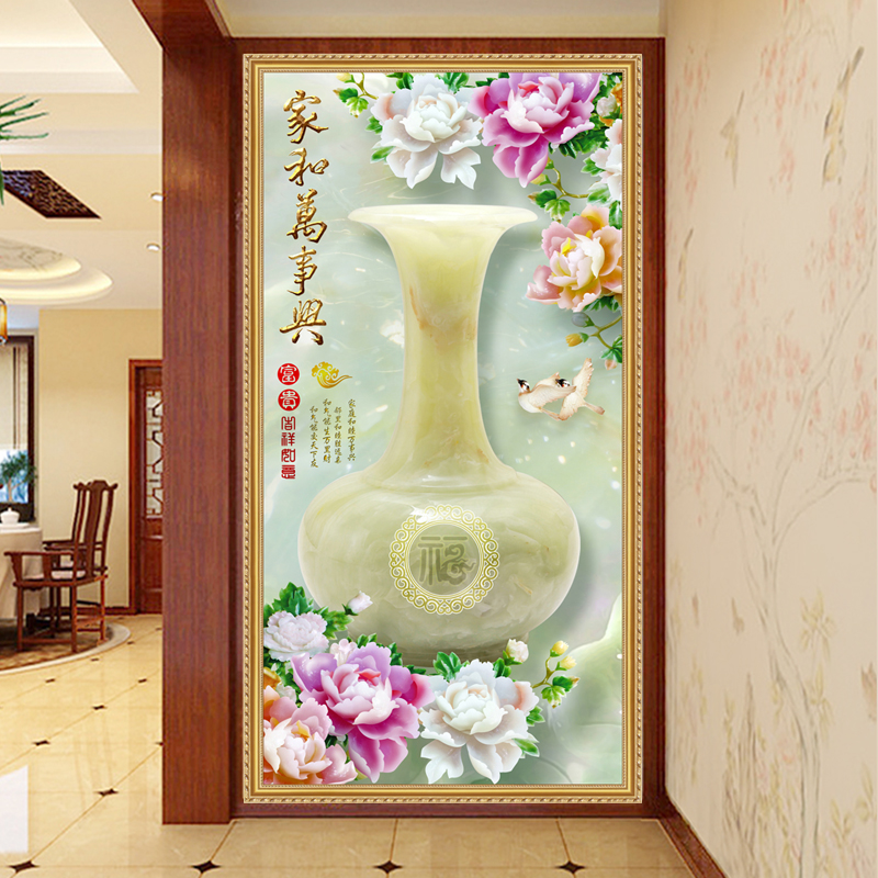 客厅装饰画玄关竖版m背景墙过道走廊立体墙贴画壁画自粘墙纸麋鹿图片