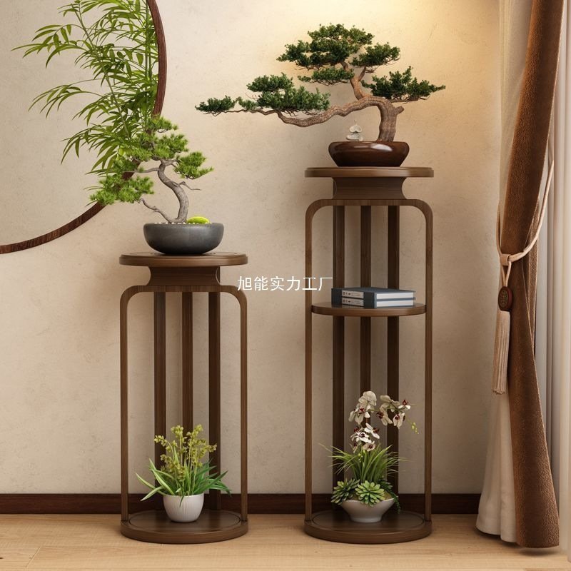 阳台花架花架大厅用轻奢感实木花架植物架花架木质中式绿植架