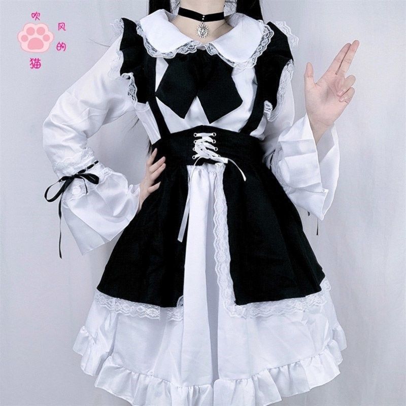 女仆装秋冬吹风的猫日常可爱日系Cosplay男装/