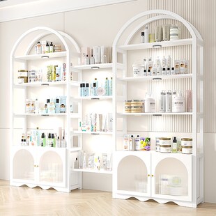 展示柜产品化妆品货架样品美容院美甲店置物架多层玻璃门陈列柜子