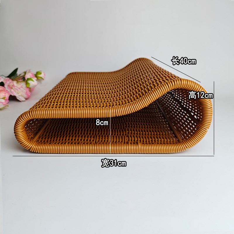 护颈椎中空透气枕头手工仿藤编织偏硬空心午休靠枕家用中式可水洗