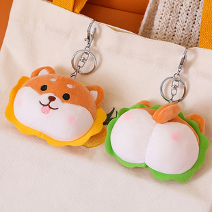 情侣喷喷柴犬PP钥匙扣挂件可爱迷你小号猪猪公仔玩偶书包揹包挂饰