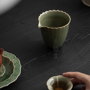 圭隐堂越窑青瓷公道杯家用复古手工公杯茶海泡茶杯分茶器功夫茶具