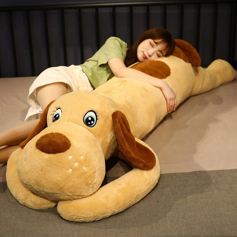 毛绒玩具狗公仔长条抱枕女生睡觉可爱熊布娃娃大玩偶床上抱着夹腿