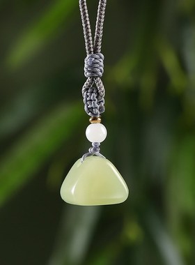 青玉吊坠定制刻字天然玉石随身小印章挂件男女项坠文艺生日礼物