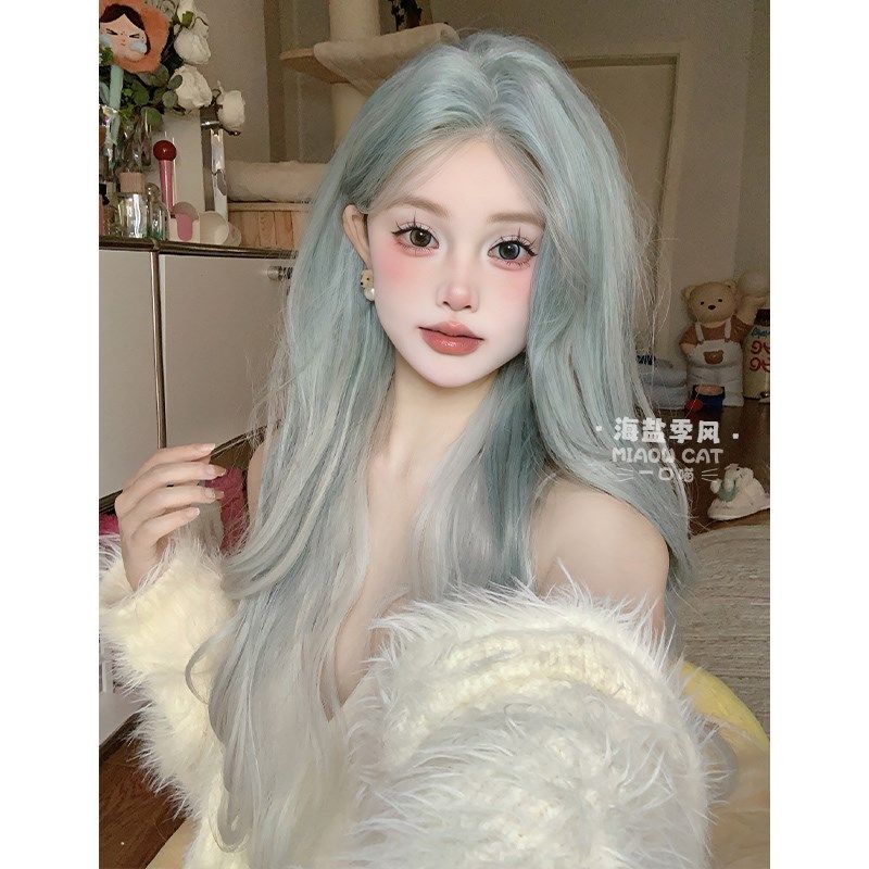 一口喵假发秋季新款女日常长卷发海盐芝士前额蕾丝全头套