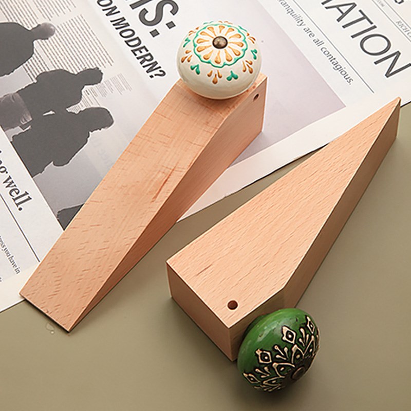 复古手绘日式胡桃木门塞门档门阻防撞顶门器防风安全门卡固定堵门