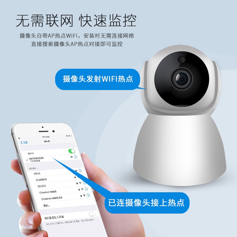V380 Pro无线监控摄像头家用室内wifi可连手机远程摄影头高清画质