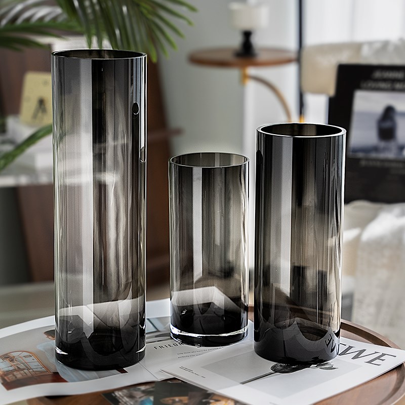 轻奢花瓶摆件高级感原色玻璃水养插花鲜花百合郁S金香客厅餐桌装