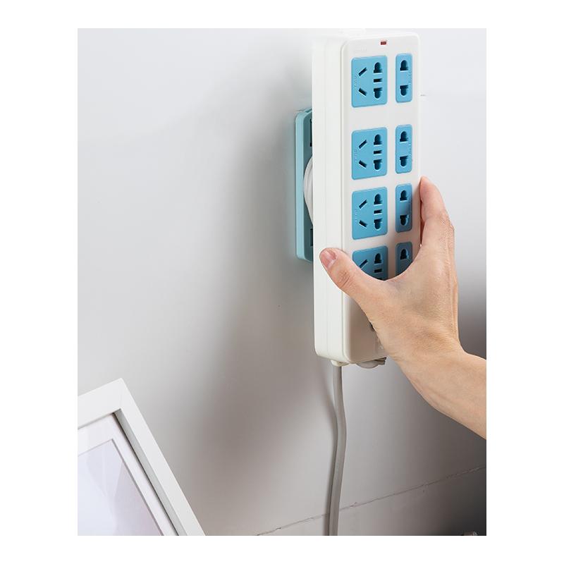 插座插排固定器壁挂免打孔插线板收纳理线器路由器排插无痕绕线器