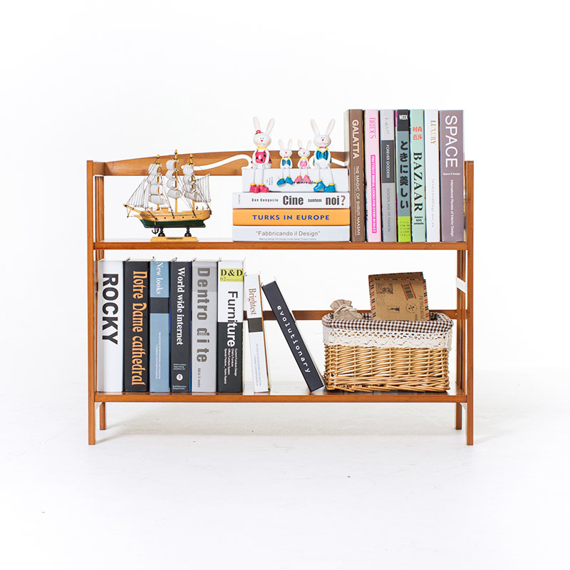 简易实木书桌面上书架学t生用小架子收纳架多层落地书柜飘窗置物