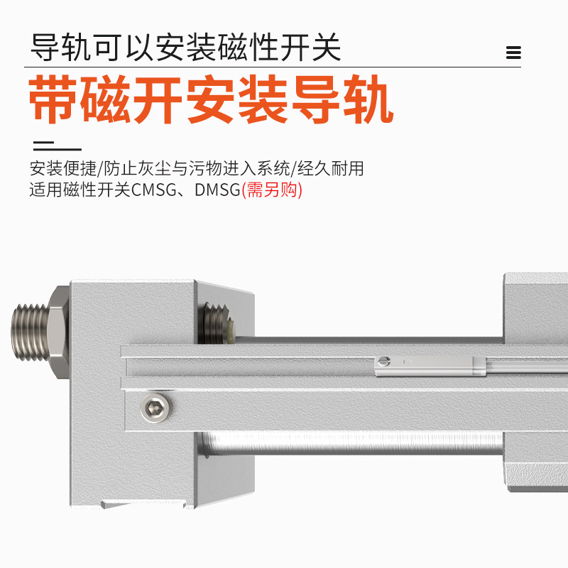 亚德客型磁耦式无杆气缸RMT16 2v0 25 32 40-10/150RMTL长行程滑