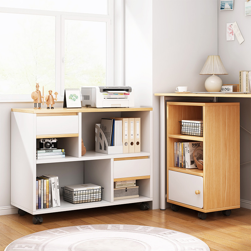 书桌下小书架带轮可移动置物柜办B公室床头书柜收纳架家用落地柜