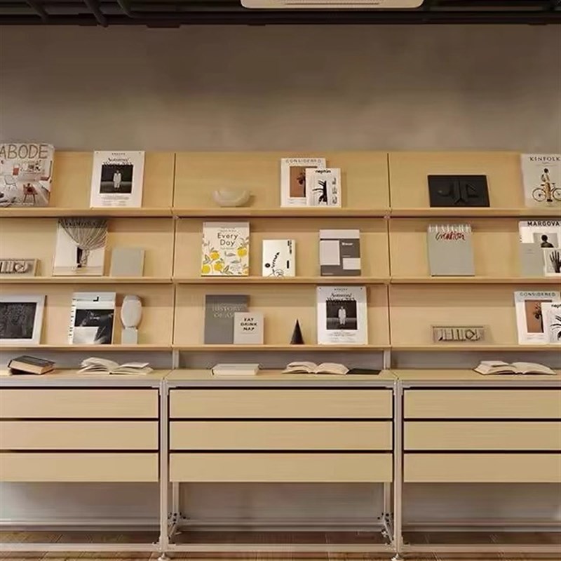 桦木海洋板铝型材中岛台展示架y多层收纳架文件抽屉展览书架陈列