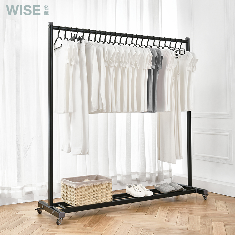 衣架落地卧室挂衣服架子室内衣帽架简易单杆家用房间阳台晒晾衣杆