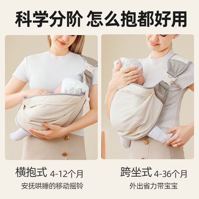 温欧抱娃神器解放双手新生婴儿背带外出前抱式背娃小月龄宝宝横抱