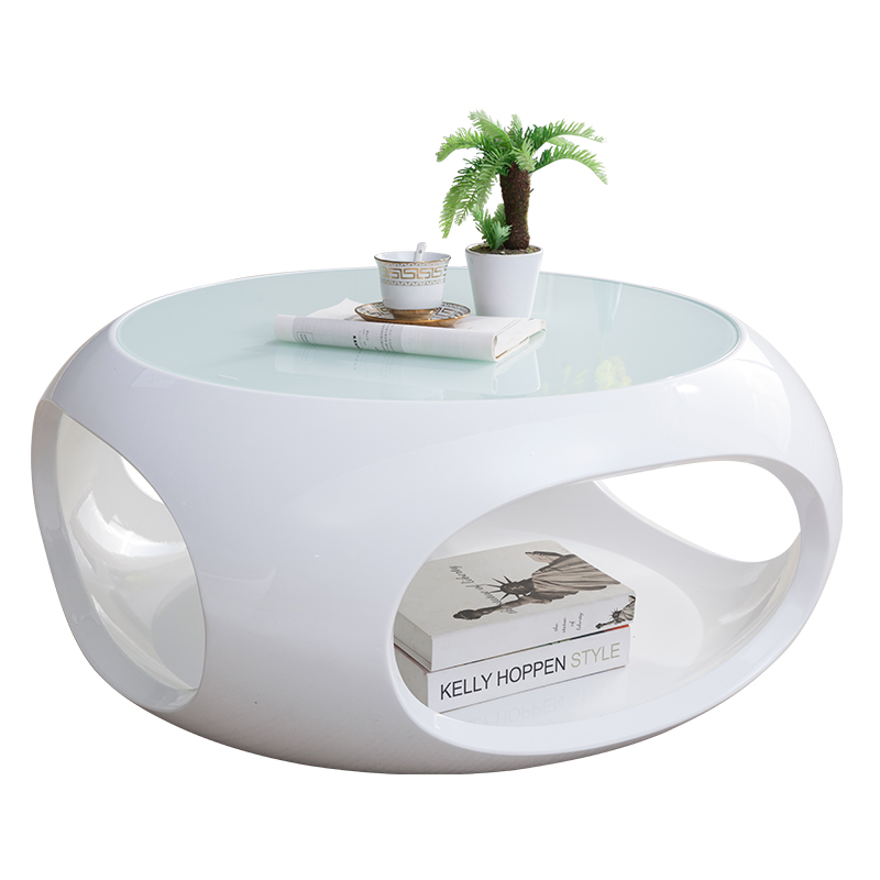 茶几会客洽谈玻璃客厅现代创意个性简约圆M形镂空家用店铺接待桌