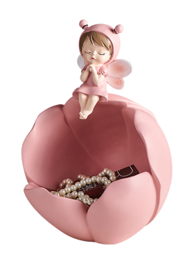 卡通可爱花仙子玄关入户钥匙x收纳摆件创意现代客厅托盘家居装饰